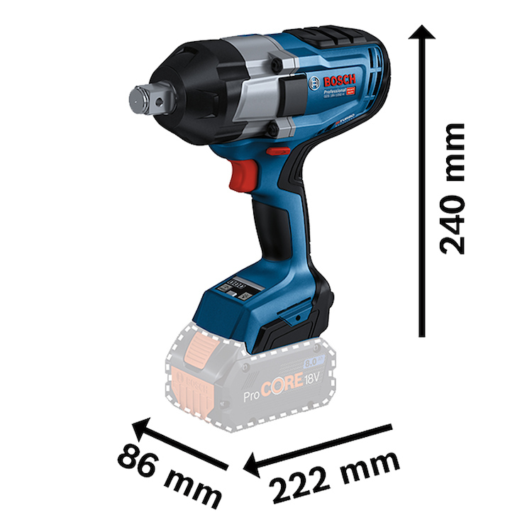 Pistola de Impacto 1/2&quot;  GDS 18V-1050H / 1050 NM / BITURBO / BARETOOL / BOSCH-