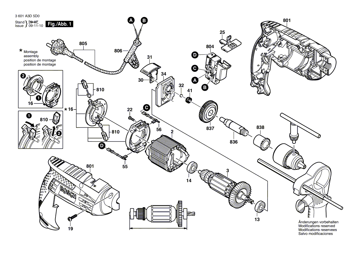 Inducido Taladro GSB 13 RE BOSCH / 6437 Skil ( 3 601 A3D 5G0 ) / BOSCH-2-E-2-I