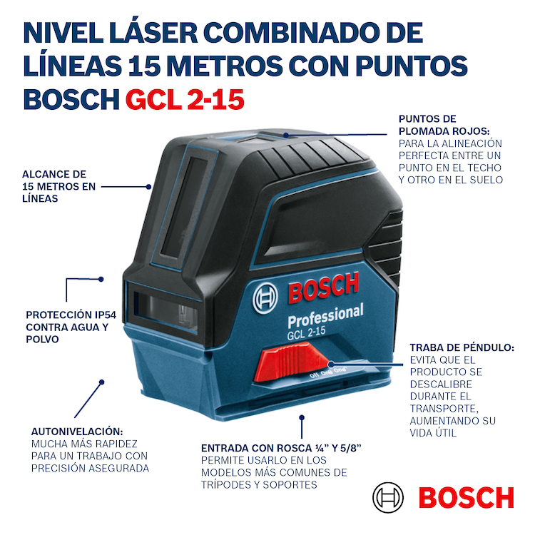 Nivel Laser Autonivelante Bosch Gcl2-15 +rm1+maletin 15mt