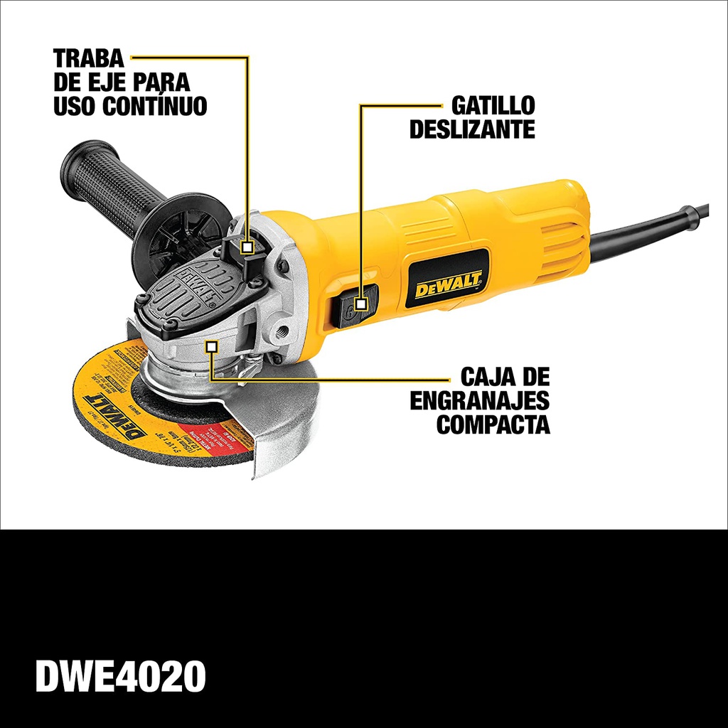 Amoladora 4 1/2&quot; DEWALT DWE4020-BE 800 Watt / DEWALT-6-B-3-B