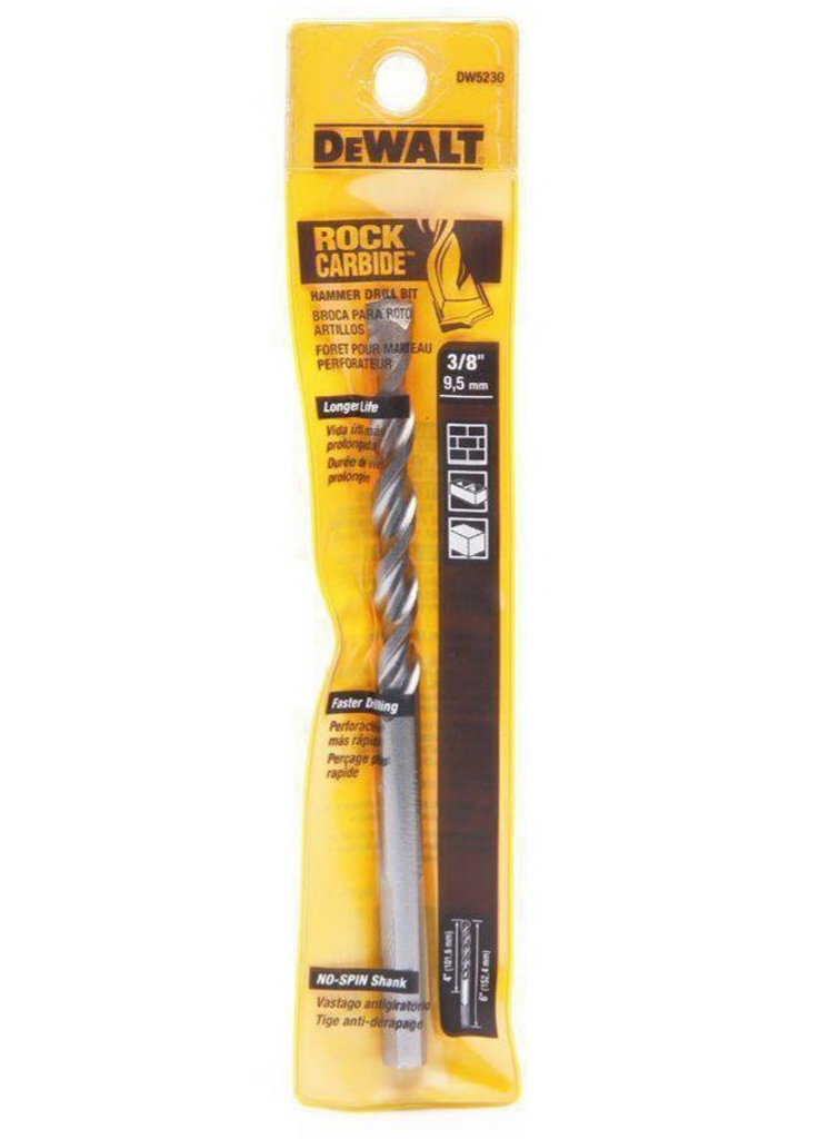 Broca Concreto DeWalt Rock CARBIDE 3/8&quot; x 6&quot; / DEWALT-