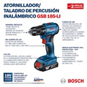 Taladro inalambrico 18 BOSCH Voltios  GSB 185-LI + PERCUCION / BOSCH-