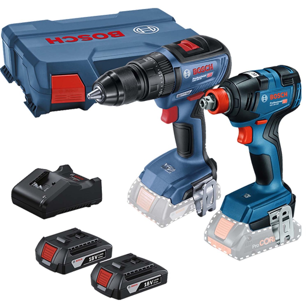 Combo Taladro  GSB 18V-50 + GDX 18V-200 / 2 Bateria 1 Cargador / 20 Volt / BOSCH-