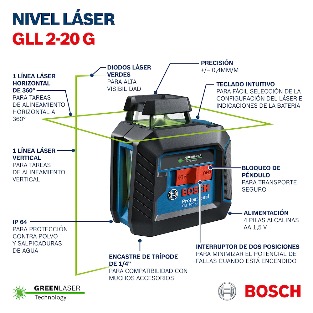Nivel Laser GLL 2-15 G BOSCH / BOSCH-