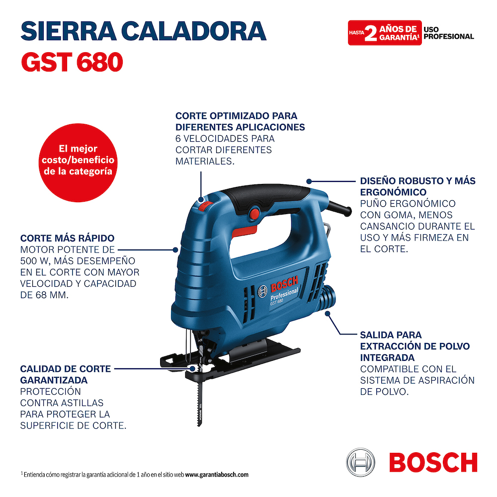 Sierra Caladora GST 680 BOSCH / 450 Watt / BOSCH-