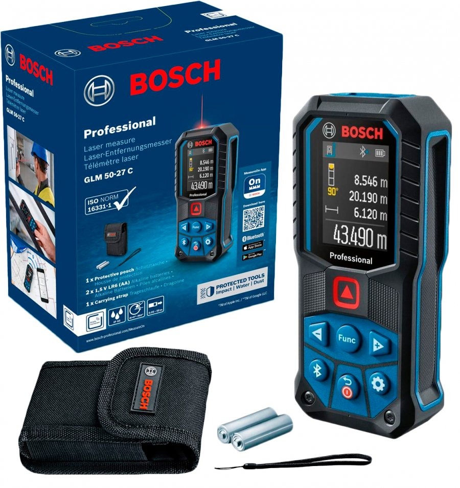 Medidor láser Bosch GLM 50-27 C, 50 metros, con Bluetooth