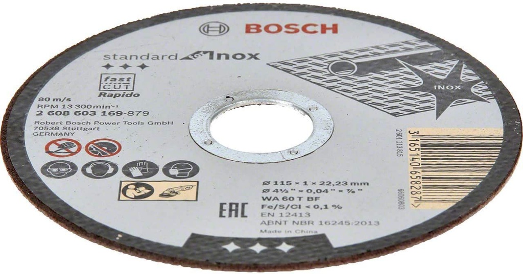 Disco abrasivo 4 1/2&quot; X 1 mm Corte INOXIDABLE lamina / STANDARD / BOSCH-