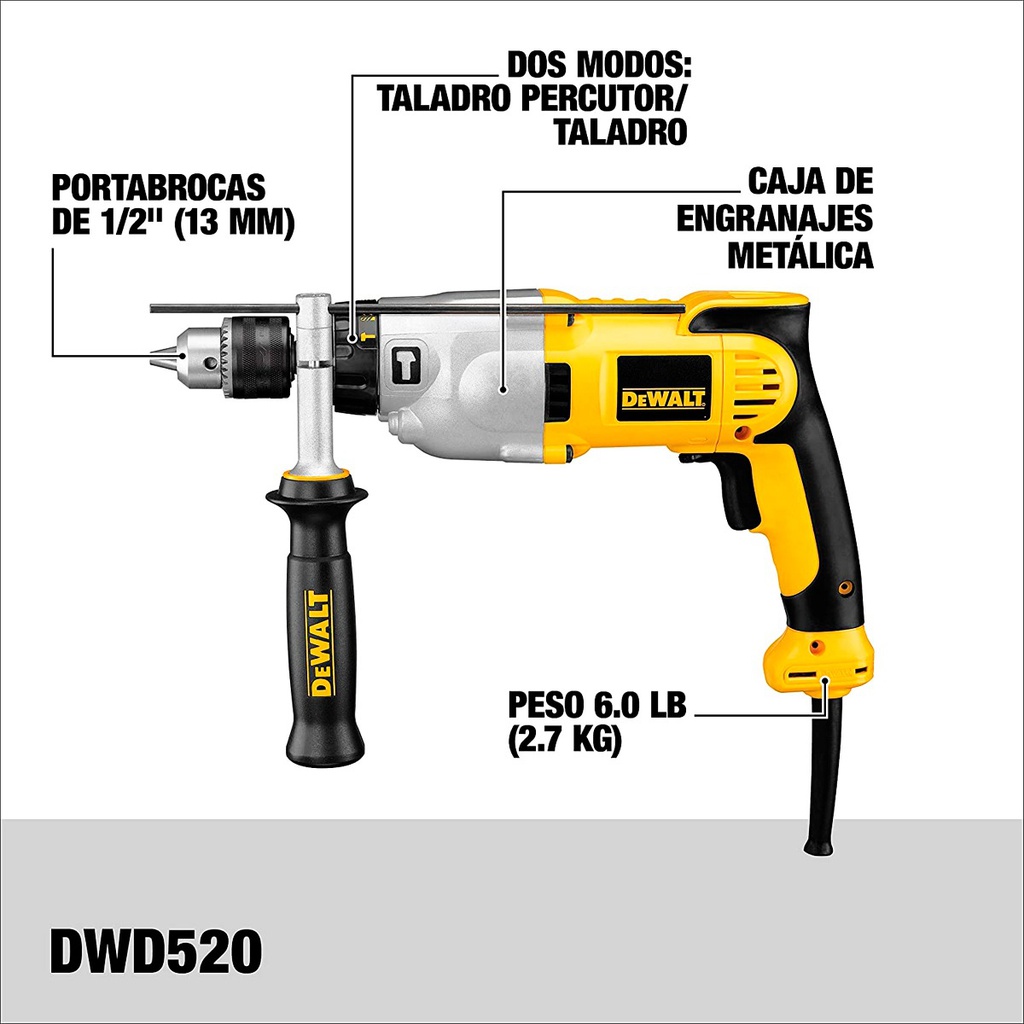 Taladro 1/2&quot; DEWALT DWD520 1,000 Watt  Caja Carton / DEWALT-6-C-2-A