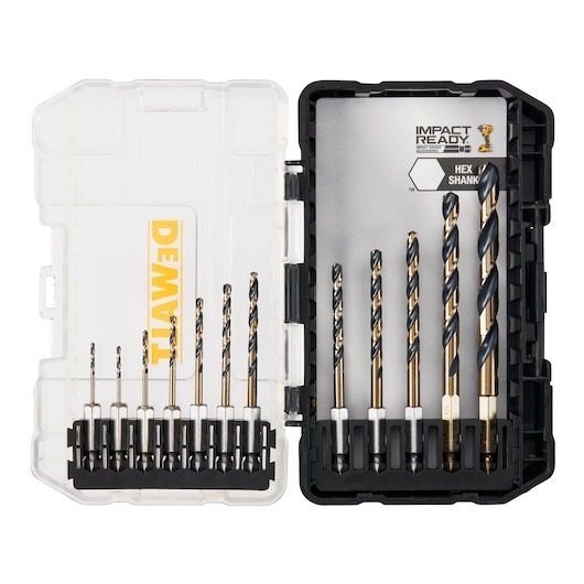 Kit de Brocas HSS de 1/16 a 5/16 / HEXAGONAL / 12 piezas / DEWALT-