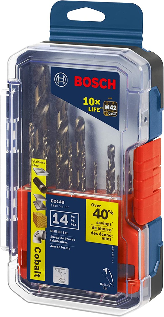 Kit de Brocas COBALTO de 1/16 a 1/2 BOSCH / 14 piezas / BOSCH-5-D-1-F