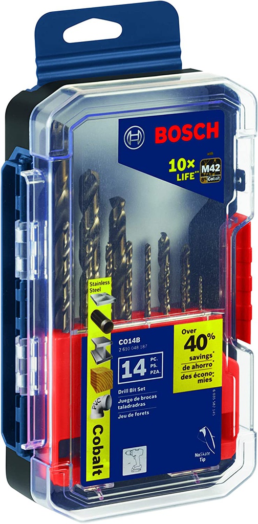 Kit de Brocas COBALTO de 1/16 a 1/2 BOSCH / 14 piezas / BOSCH-5-D-1-F