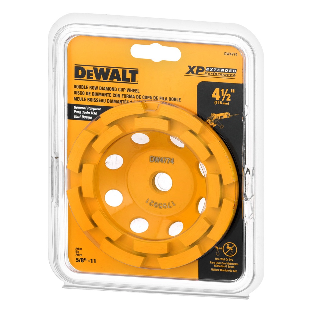 Copa de Diamante 4 1/2&quot; DEWALT / Doble Fila / DEWALT-TABLA DE ACC