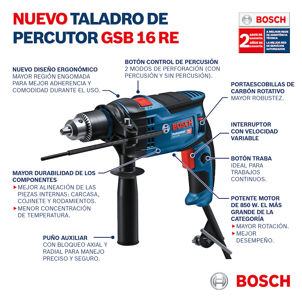 Taladro 1/2&quot; BOSCH GSB 16 RE 850 Watts  / BOSCH-