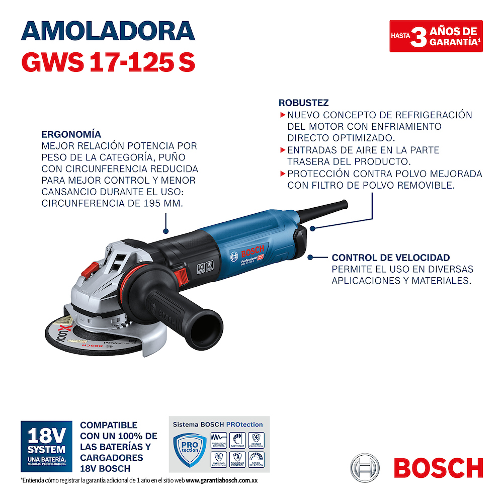 BOSCH GWS 17-125 PS AMOLADORABOSCH