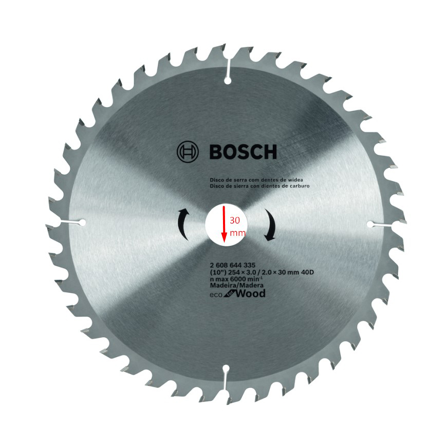 Disco Sierra Circular 10&quot; 40 Dientes BOSCH / ECO / MADERA / BOSCH-TABLA-ACC