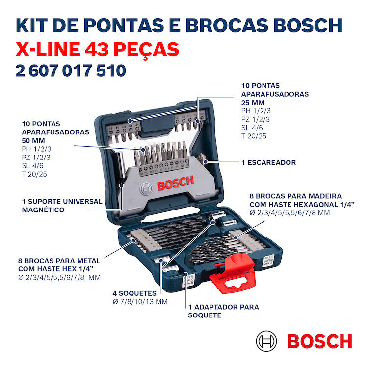 Juego de 43 Piezas X- LINE BOSCH AZUL / BOSCH-8-B-2