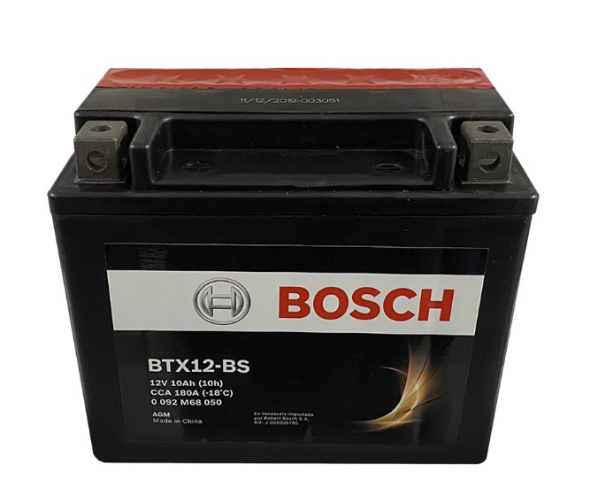 Bateria Motocicleta Bosch 8AH 12V BTX9-BS (YTX9-BS) + - 120A CH144 AGM  BorneCubo 15x8.7x10.