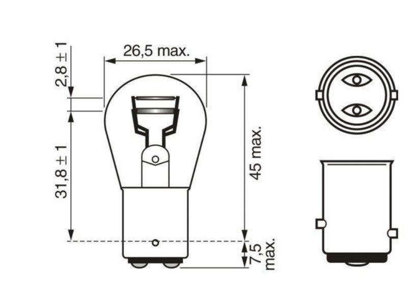 Bombilla Auxiliar BOSCH 12V 21/5W = 7528 / 5229 P21/5W / BOSCH-