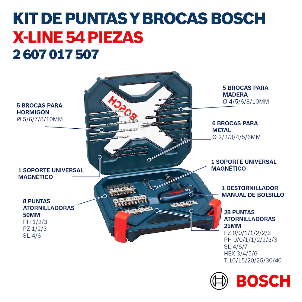 Juego de 54 Piezas X- LINE BOSCH AZUL / BOSCH-8-B-C