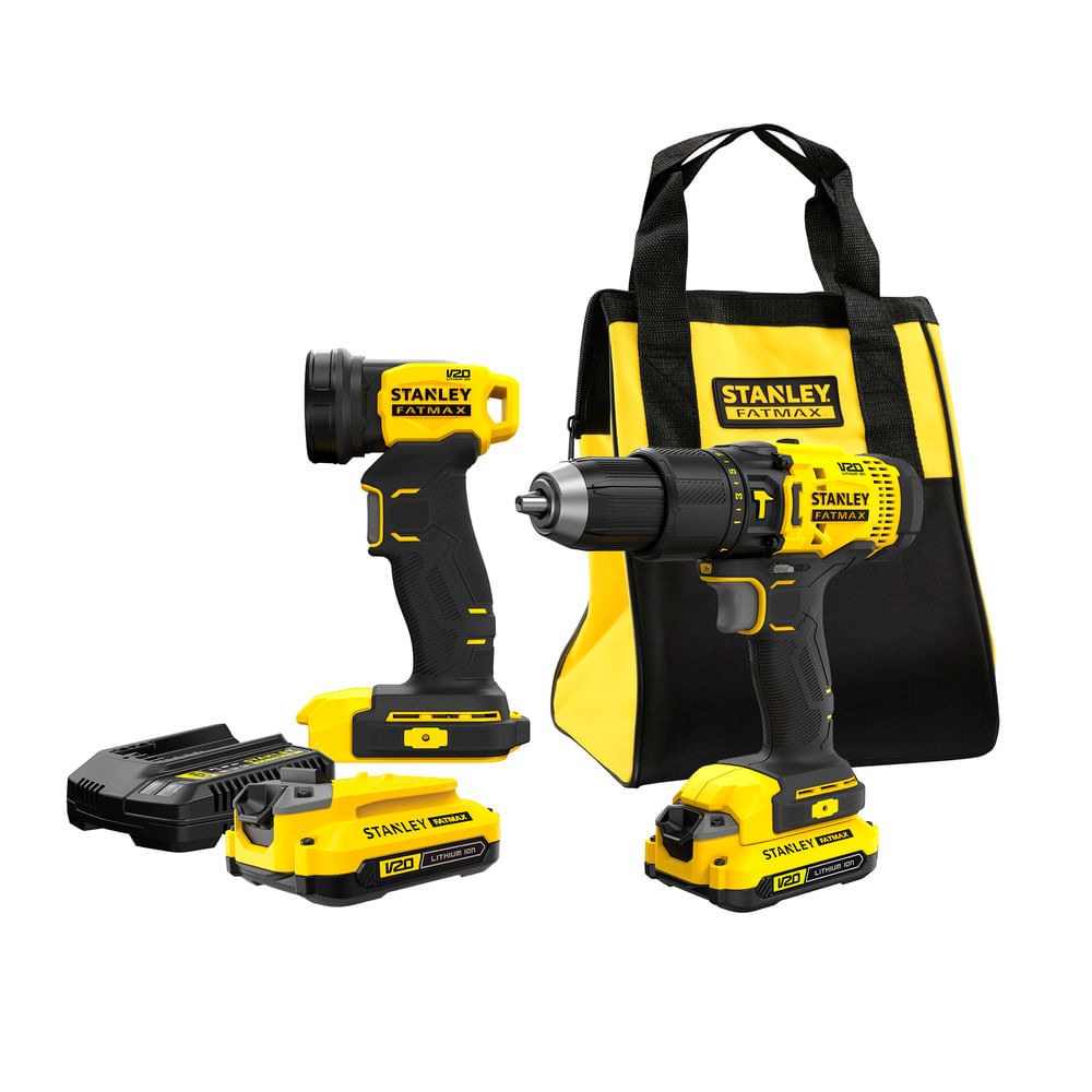 Taladro inalambrico 20 V STANLEY Lithium / COMBO / FATMAX / Percucion SCD711C2K-B3 / DEWALT-1-E-1-B