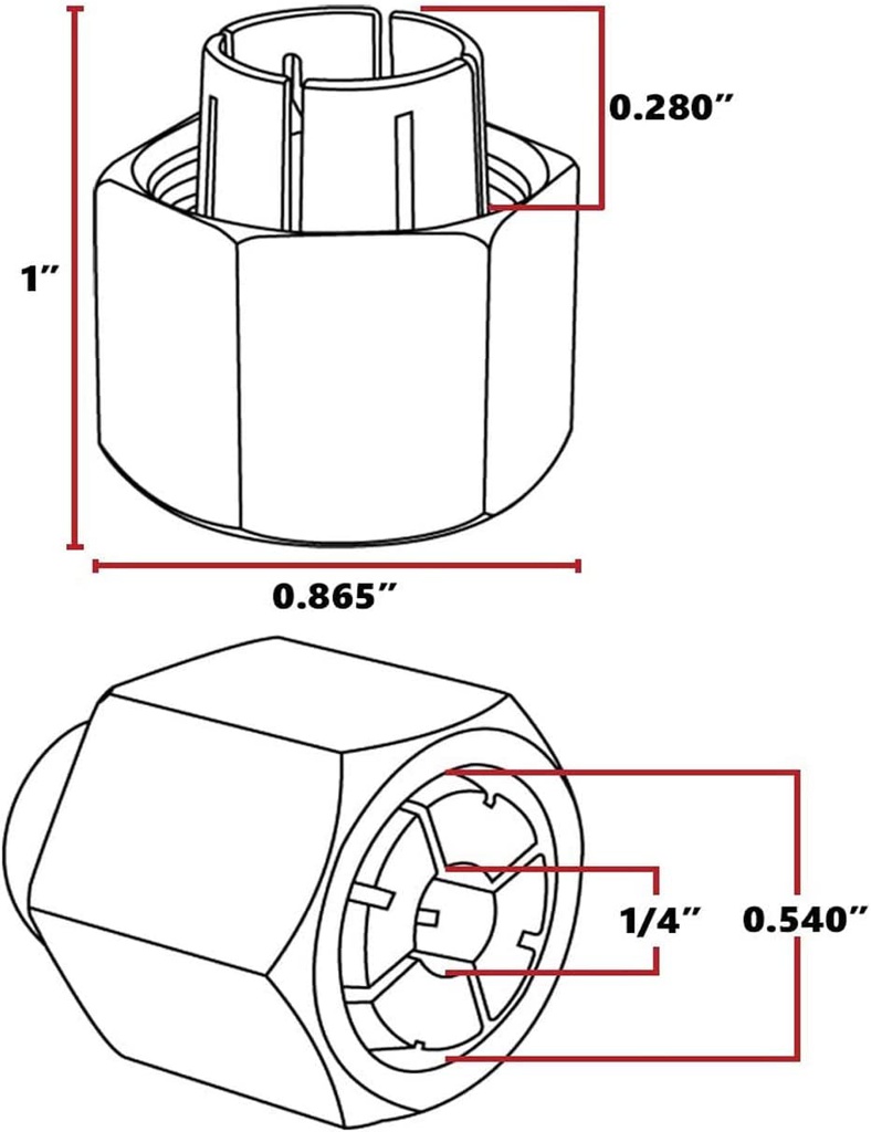 Collet de 1/4&quot; Para Router DW 616, DW621, DW618 DeWalt / BOSCH-3-B-1-A-3