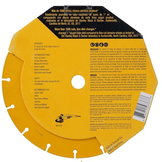 Disco abrasivo 9&quot; corte metal DEWALT Plano / DIAMANTADO / DEWALT-