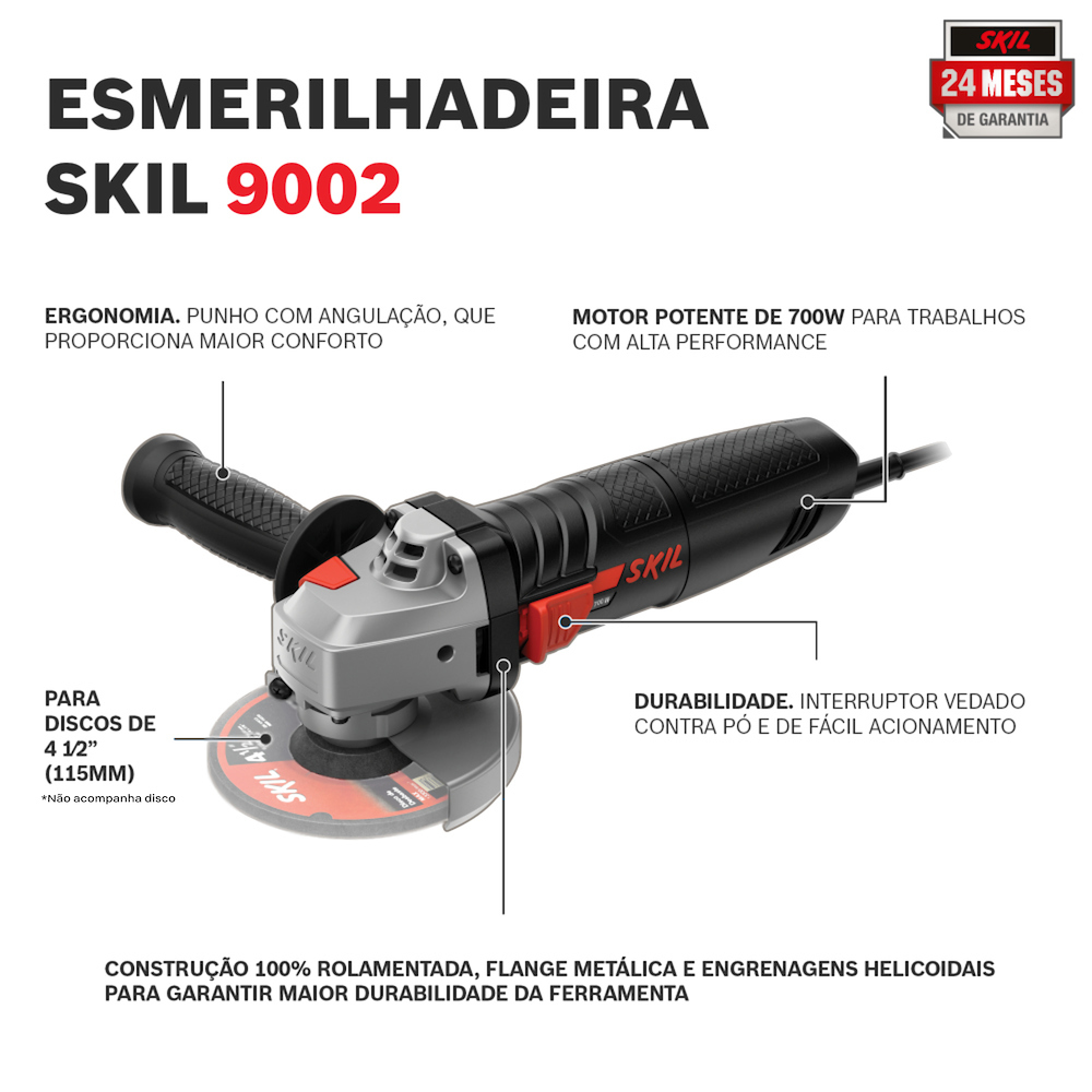 Amoladora 4 1/2&quot; SKIL 9002 700W / BOSCH-6-D-3