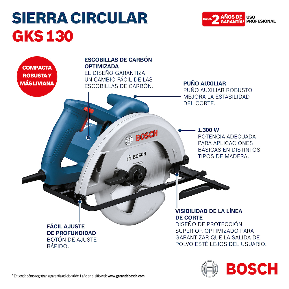 Sierra Circular BOSCH 7 1/4&quot; GKS 130      1300 Watt / BOSCH-