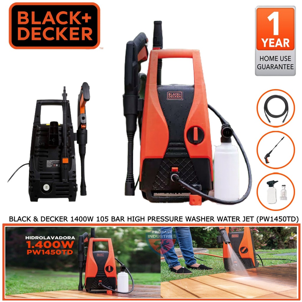 Hidrolavadora Eléctrica Black and Decker PW1450TD-B3 1512 PSI 1400W