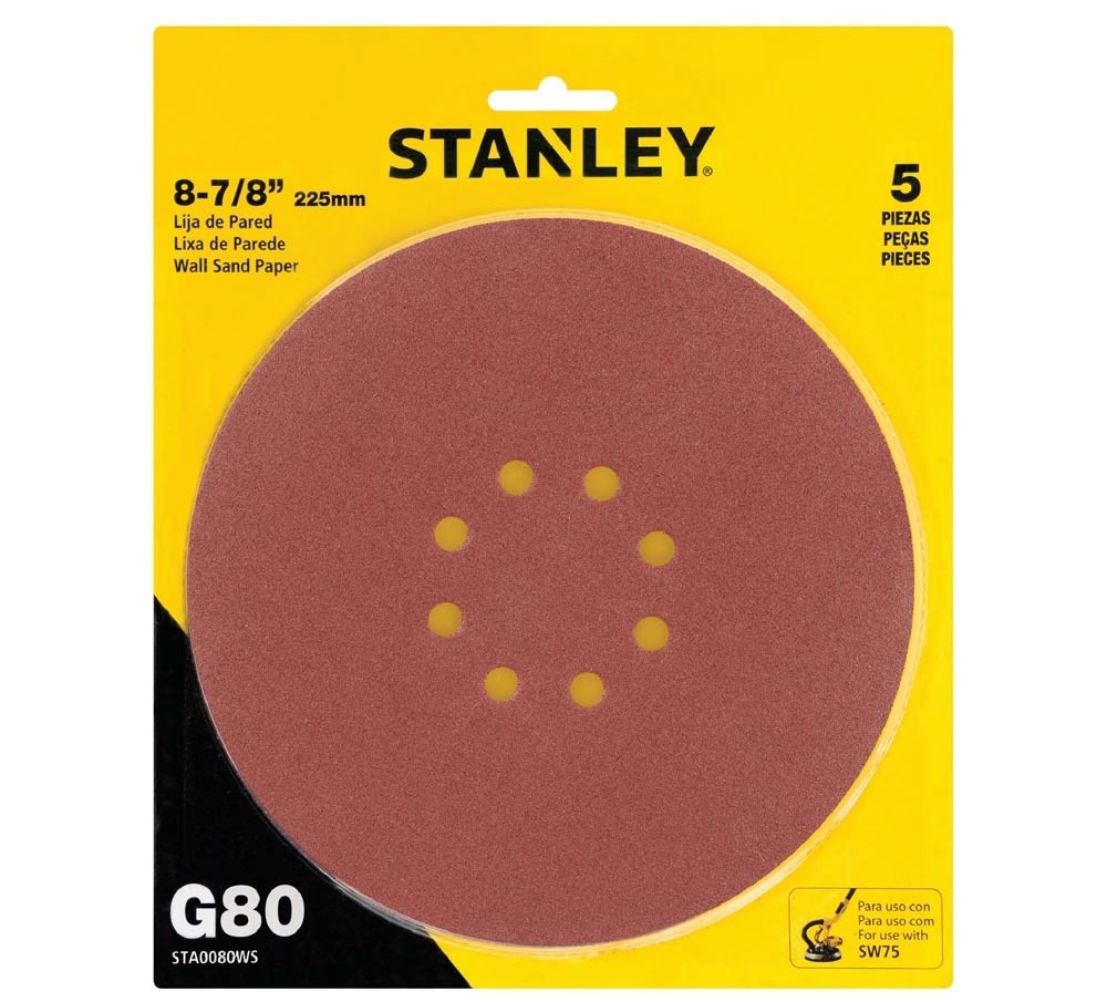 Lija STANLEY 8 7/8&quot; G 80 / VELCRO / SW75 / DEWALT-