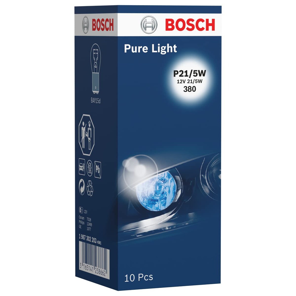 Bombilla Auxiliar BOSCH P21/5W / 12V 21/5W / BAY 15 d = 7528 / BOSCH-