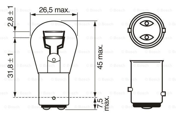 Bombilla Auxiliar BOSCH P21/5W / 12V 21/5W / BAY 15 d = 7528 / BOSCH-