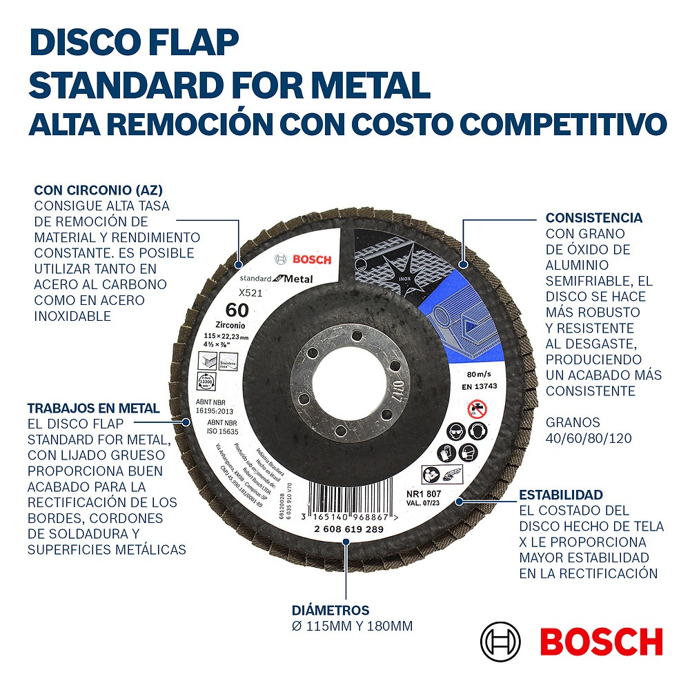 Disco Laminado 4/12&quot; G.60 / STANDARD-FB / INOX-METAL / BOSCH-7-D-3