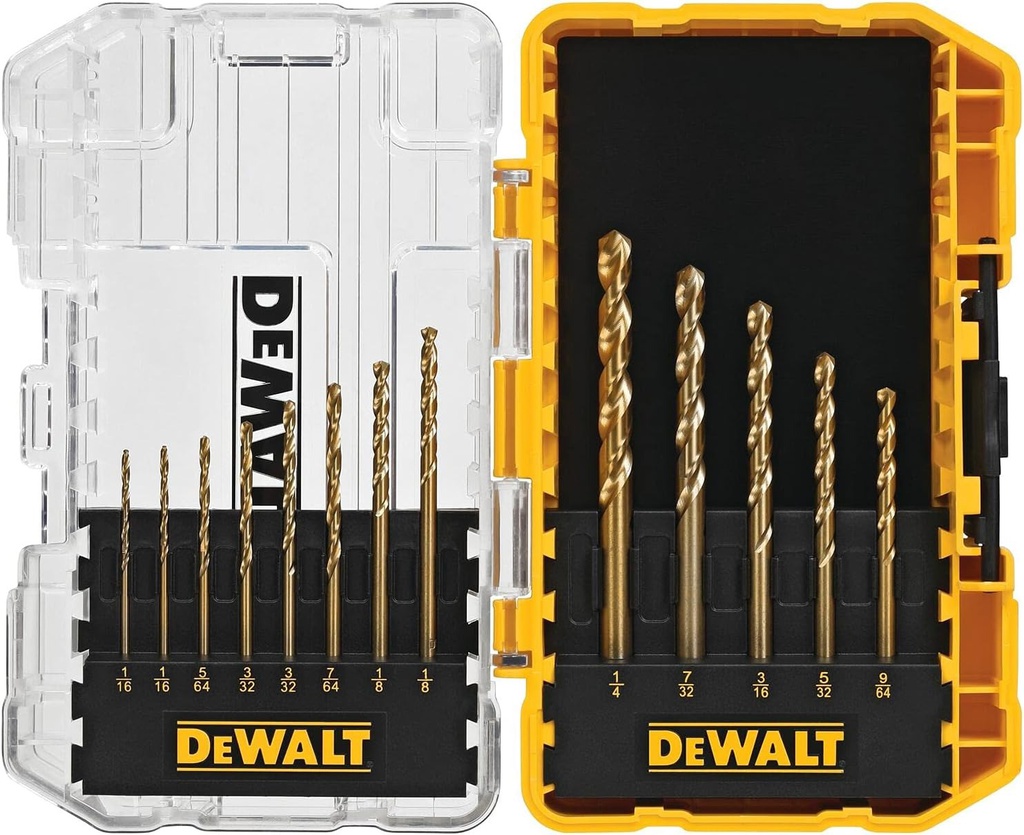 Kit de Brocas TITANIUM de 1/16 a 1/4 Dewalt / 13 piezas / DEWALT-