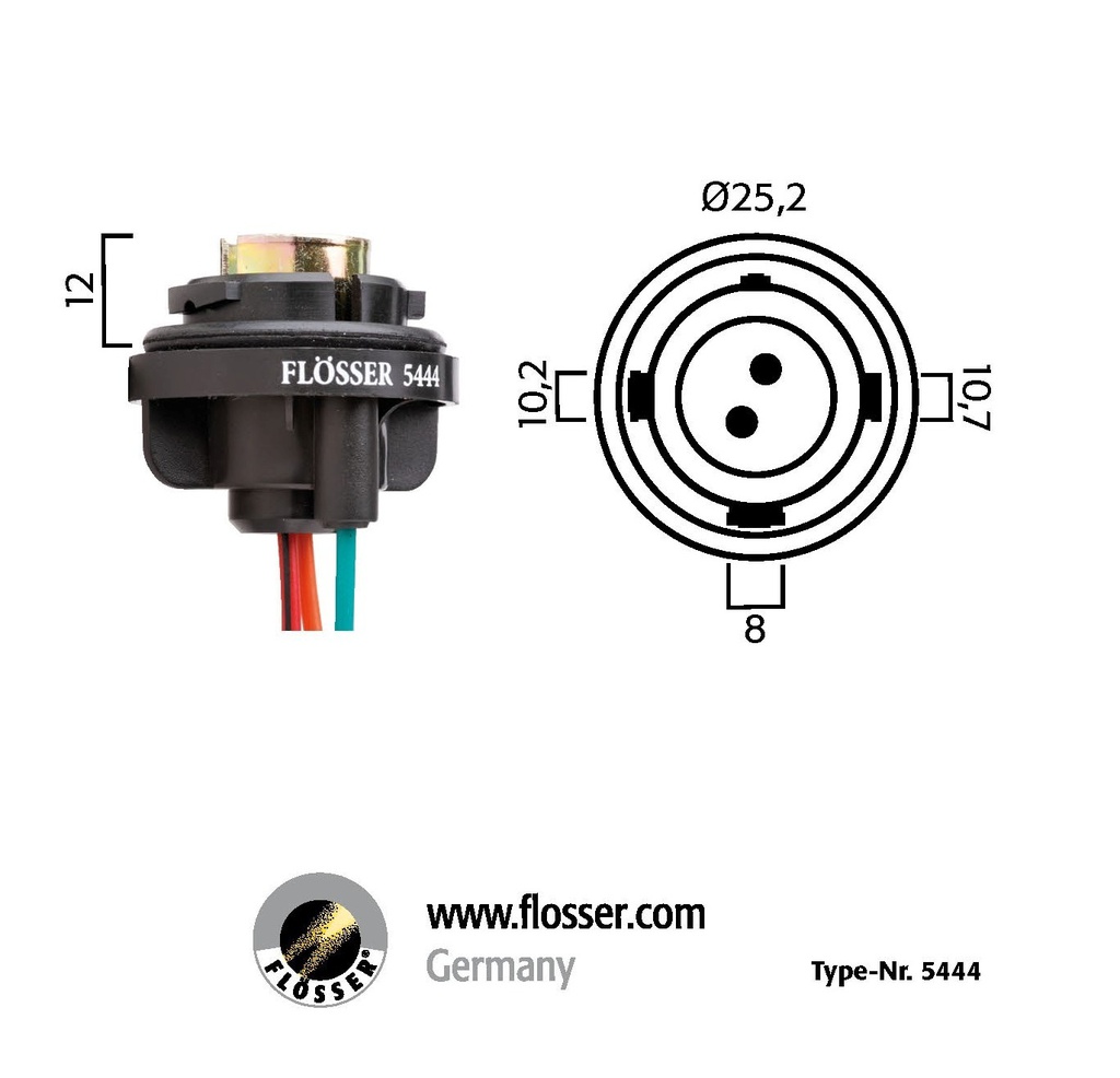 Socket / Bombilla / Flosser / 2 Contactos / 12V BAY15D / BOSCH-9-B-1-E-4