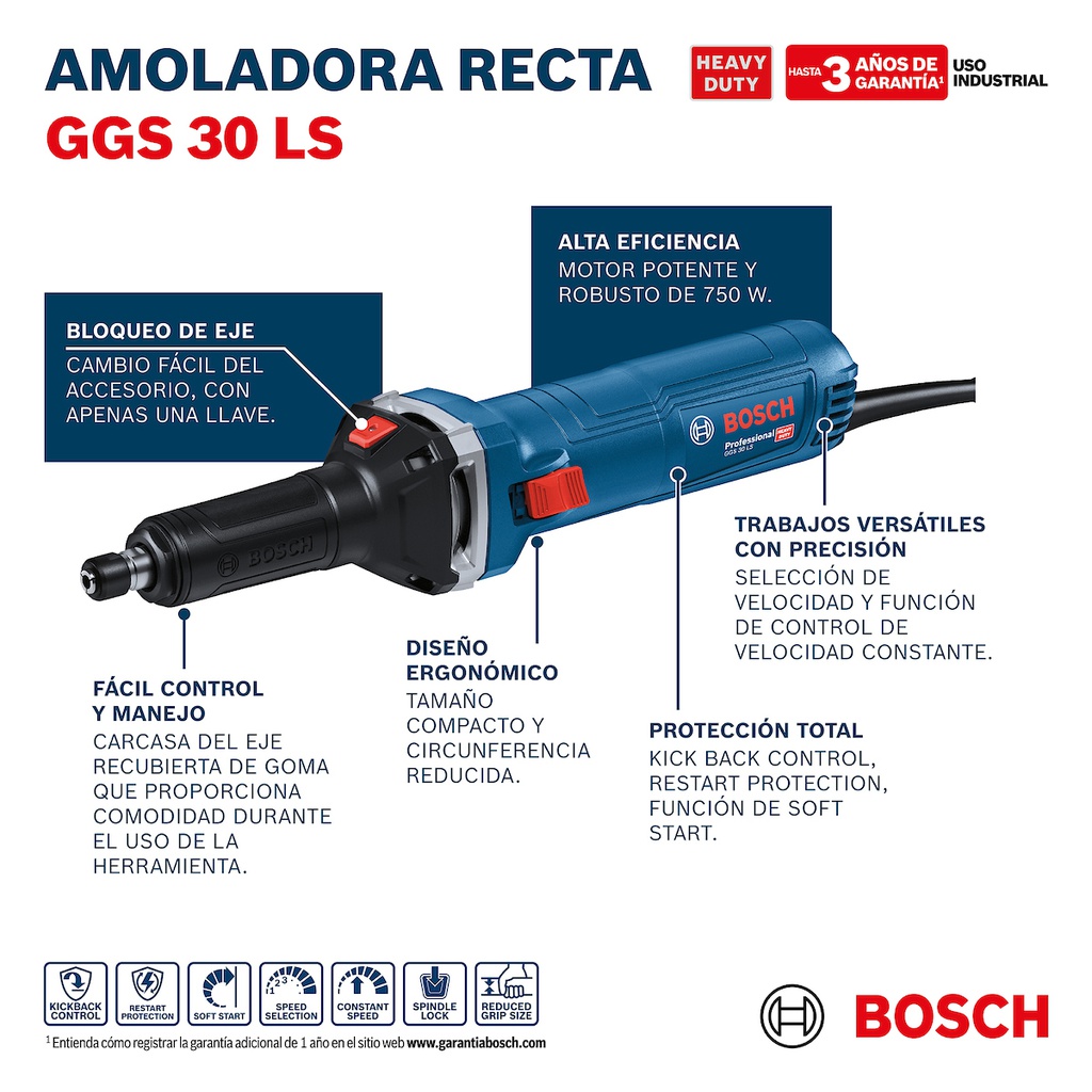 Amoladora Recta GGS 30 LS BOSCH 750 W / BOSCH-