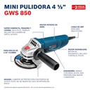 Amoladora 4 1/2&quot; BOSCH GWS 850 850W / CAJA CARTON / Eje 14M / BOSCH-12-B-2