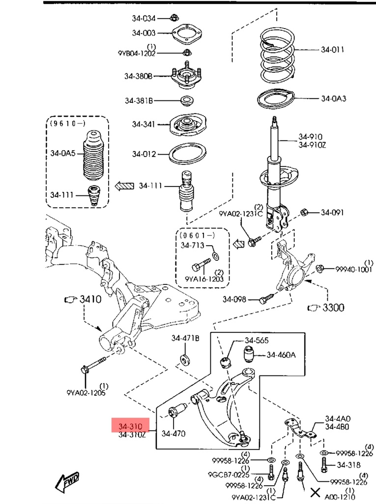 Muletas Mazda PROTEGE / 98-03 Delantero Derecho / KIMO / BOSCH-10-C-1