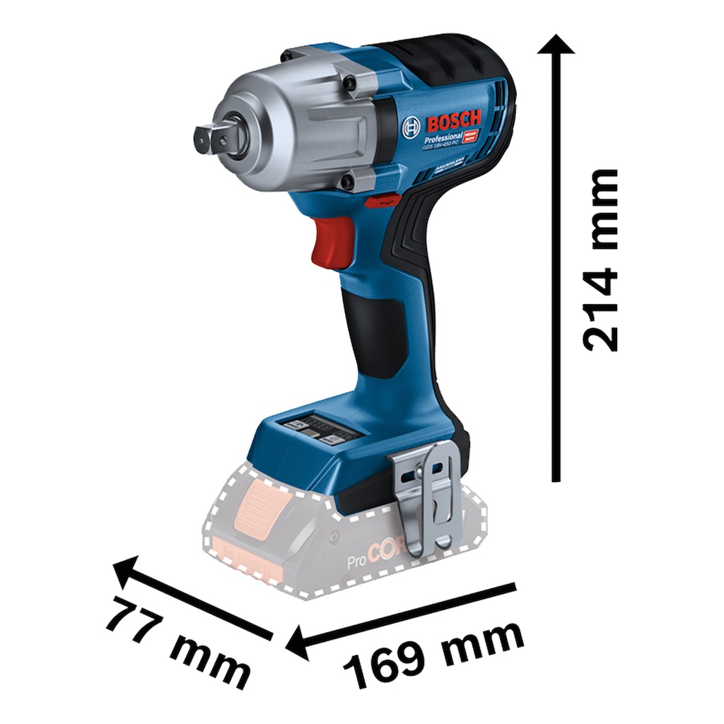 Pistola de Impacto 1/2&quot; GDS 18V-450 PC 18 V / 450 NM  / BARETOOL / BOSCH-