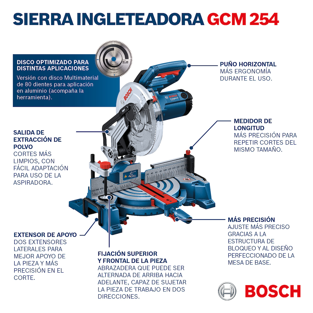 Sierra ingletadora BOSCH 10&quot; (sin Carril) GCM 254 1750 WATTS / BOSCH-