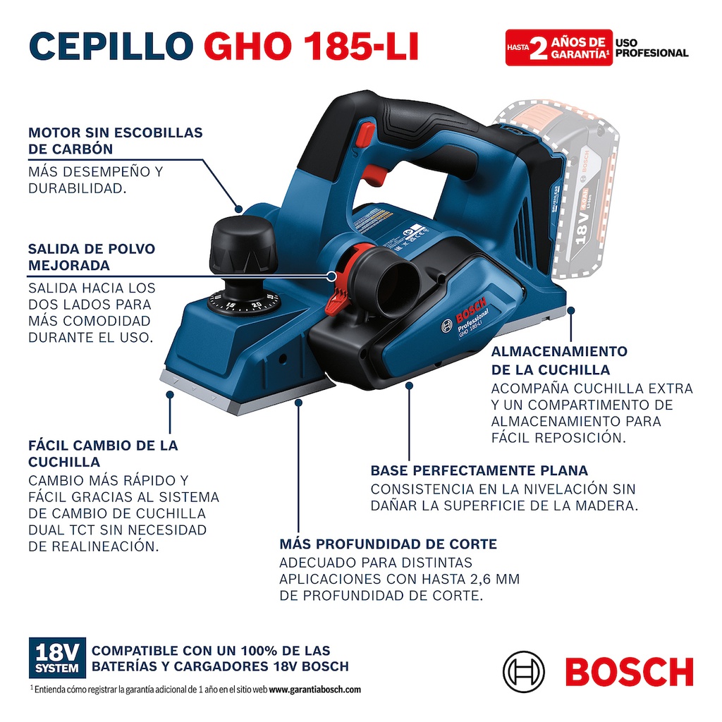 Cepilladora BOSCH Industrial GHO 185-LI / BOSCH-