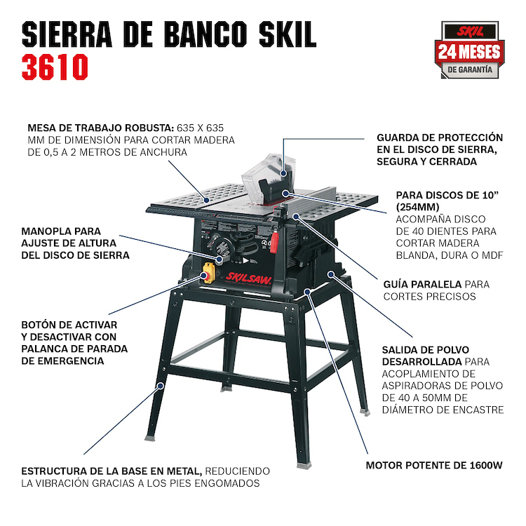 Sierra de Banco SKIL 3610 15 Amp. 10&quot;( F012 3610 000 ) / BOSCH-