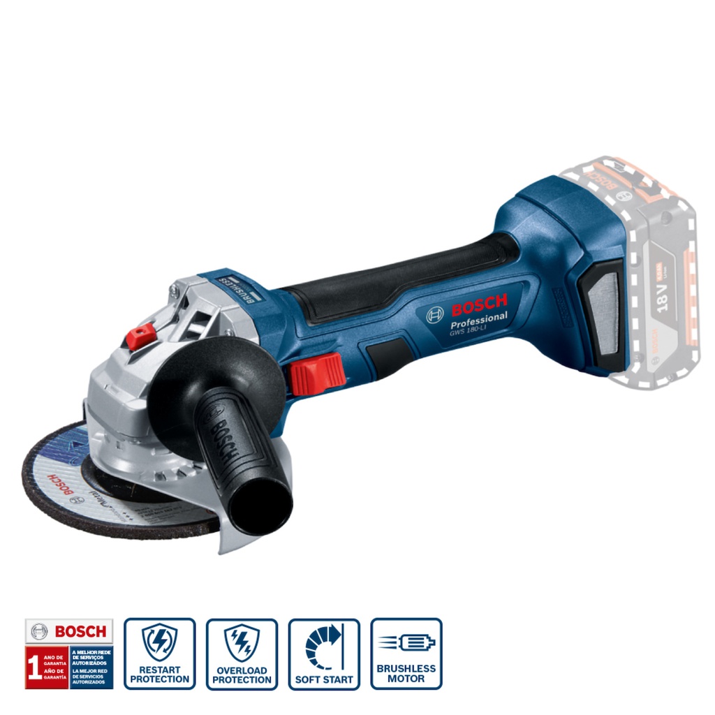 Amoladora 4 1/2&quot; GWS 180-LI /BARETOOL / BOSCH-7-E-3