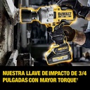 Pistola de Impacto 3/4&quot; DCF964GH1 / 1- BATERIA  5 Ah / 1,420 ft/lbs ( 1,925 nm )  / DEWALT-
