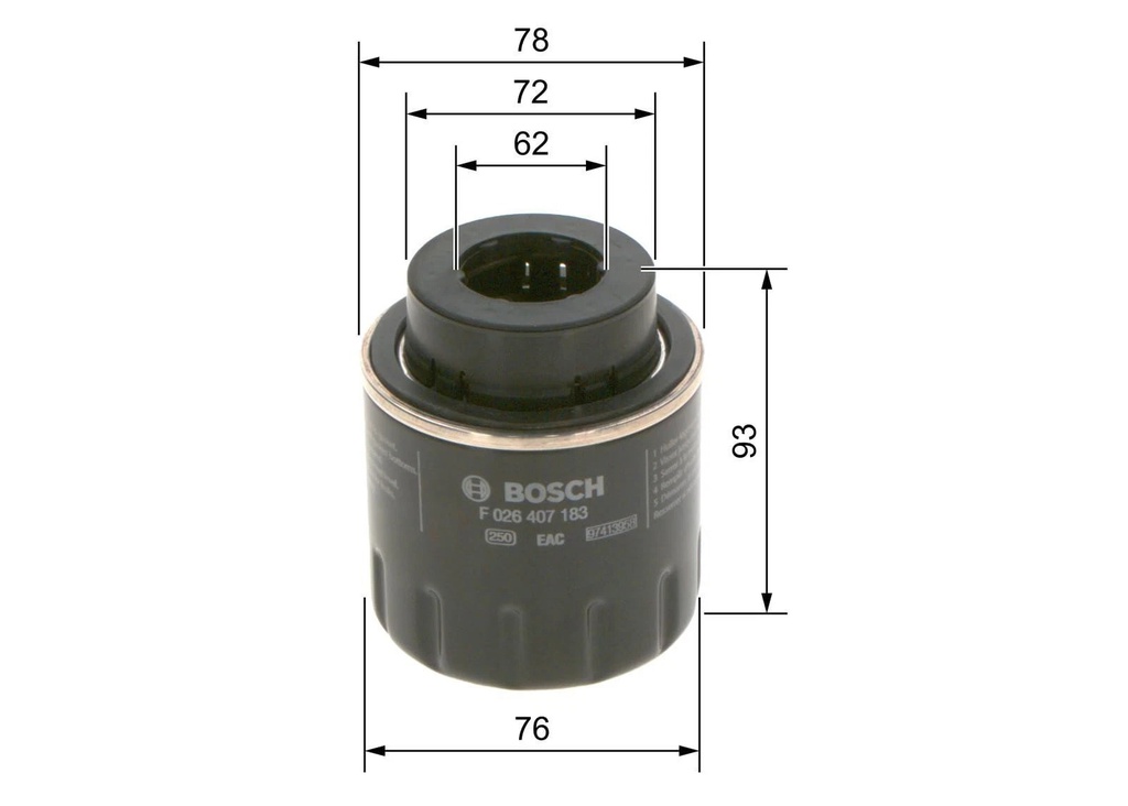 Filtro Aceite BOSCH OP641/2 / TIGUAN / JETTA / GOLF / BOSCH-