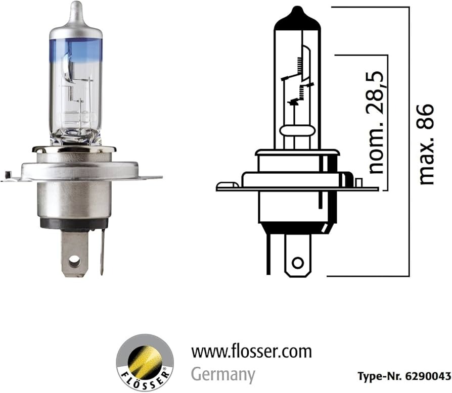 Bombilla Flosser H4 / 12V / 60/55 W / ULTRA +90% / KIT 2 U / BOSCH-