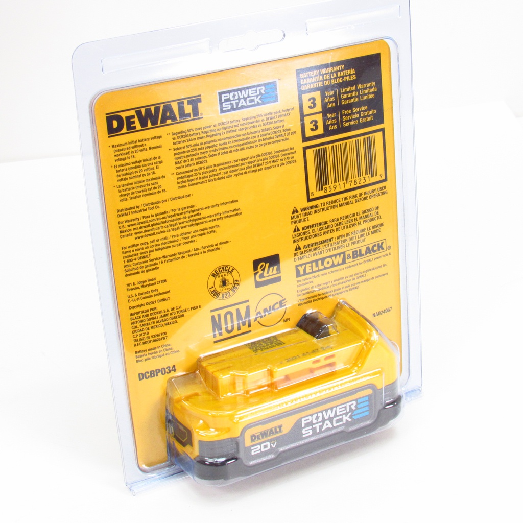 Bateria DEWALT 20 V Herramienta a Bateria 1.7 Ah / POWERSTACK / DEWALT-