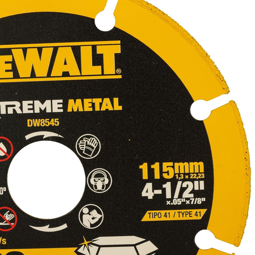 Disco abrasivo 4 1/2" Corte metal DEWALT / DIAMANTADO / DEWALT-Tabla-1