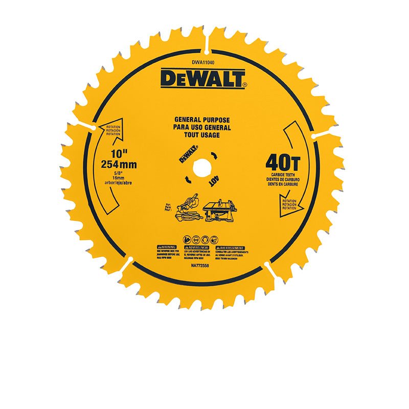 Disco Sierra Circular 10" DEWALT 40 Dientes / Eje 5/8" / DEWALT-2-Tabla-6