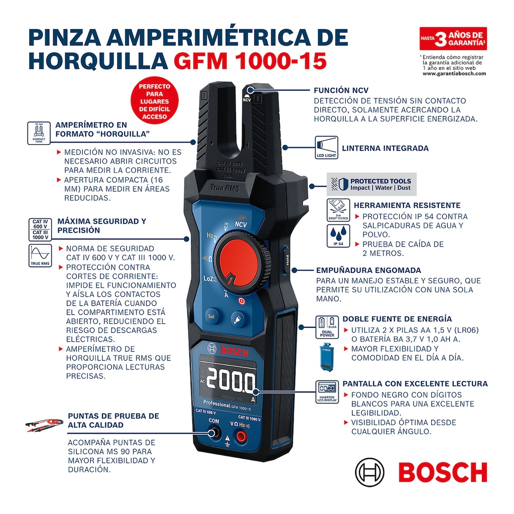 Amperímetro GFM 1000-15 Professional / BOSCH-